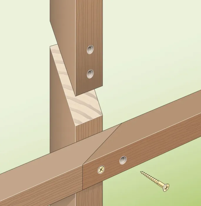 Framed Print : Digital illustration showing how to repair non-structural timber using scarf joint and rust-proof screws Framed Print : Digital illustration showing how to repair non-structural timber using scarf joint and rust-proof screws