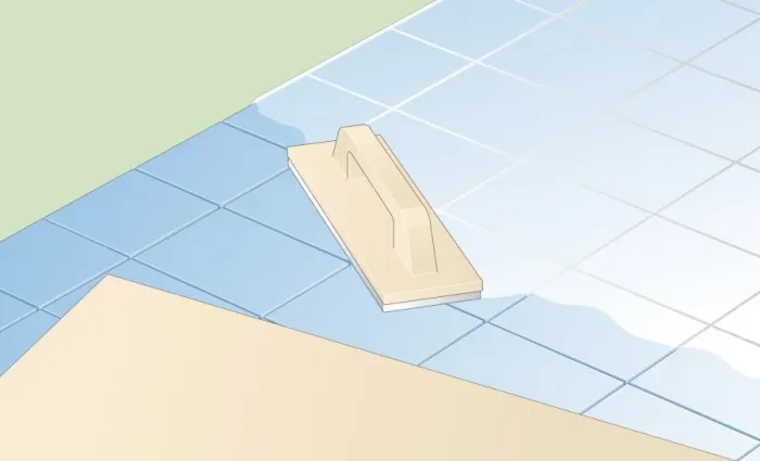 Framed Print : Digital Illustration showing rubber-based float and grouting on floor tiles Framed Print : Digital Illustration showing rubber-based float and grouting on floor tiles