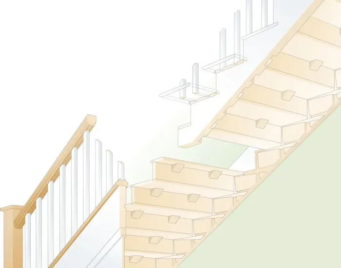 Framed Print : Digital Illustration showing staircase supports Framed Print : Digital Illustration showing staircase supports