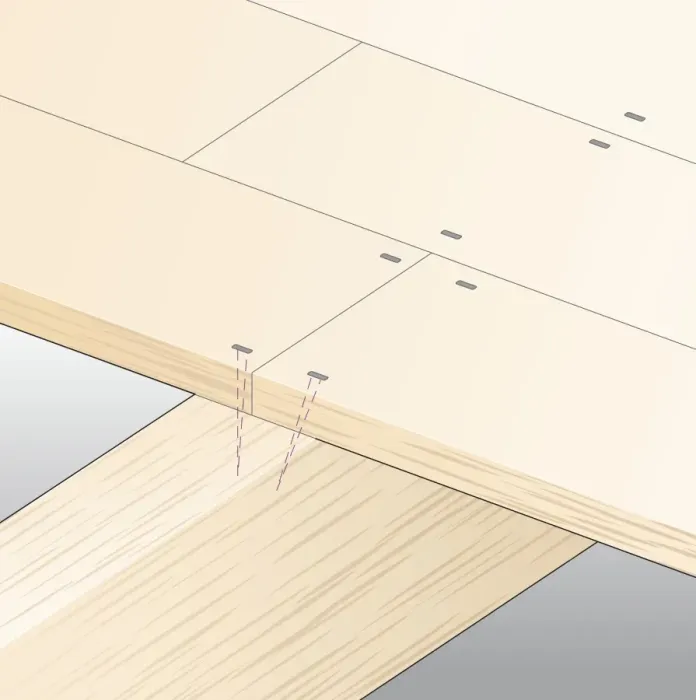 Framed Print : Digital illustration showing timber floorboards nailed to joist Framed Print : Digital illustration showing timber floorboards nailed to joist