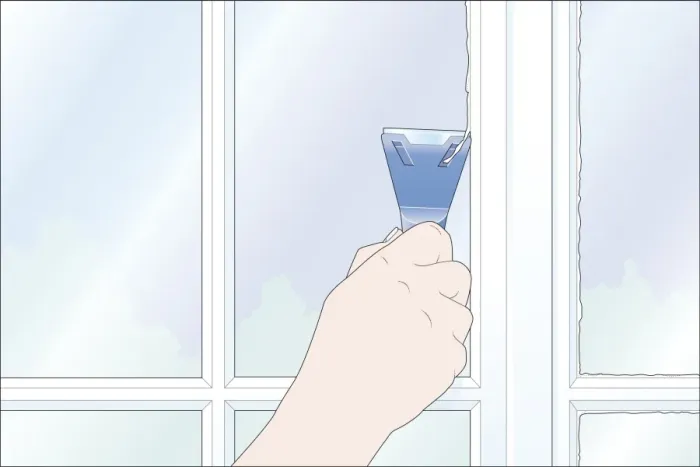 Framed Print : Digital Illustration showing how to use scraper to remove excess paint from window Framed Print : Digital Illustration showing how to use scraper to remove excess paint from window