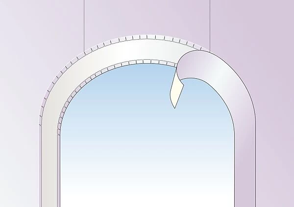 Digital illustration showing how to wallpaper an arch