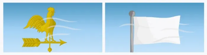 Framed Print : Digital illustration of showing wind rotating weather vane and making white flag flutter Framed Print : Digital illustration of showing wind rotating weather vane and making white flag flutter