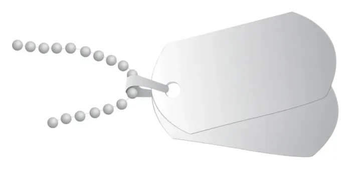 Framed Print : Digital illustration of silver dog tags attached to part of chain Framed Print : Digital illustration of silver dog tags attached to part of chain