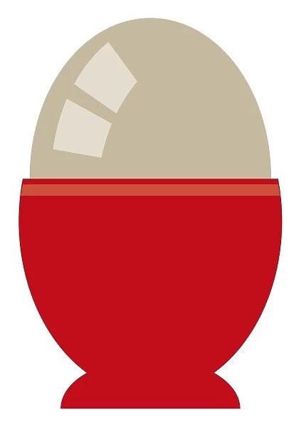 Digital Illustration of soft-boiled egg in red eggcup