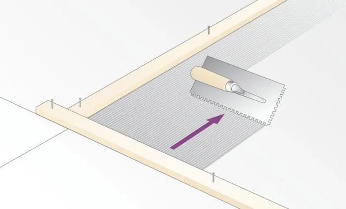 Framed Print : Digital illustration of spreading adhesive with notched edge of trowel Framed Print : Digital illustration of spreading adhesive with notched edge of trowel