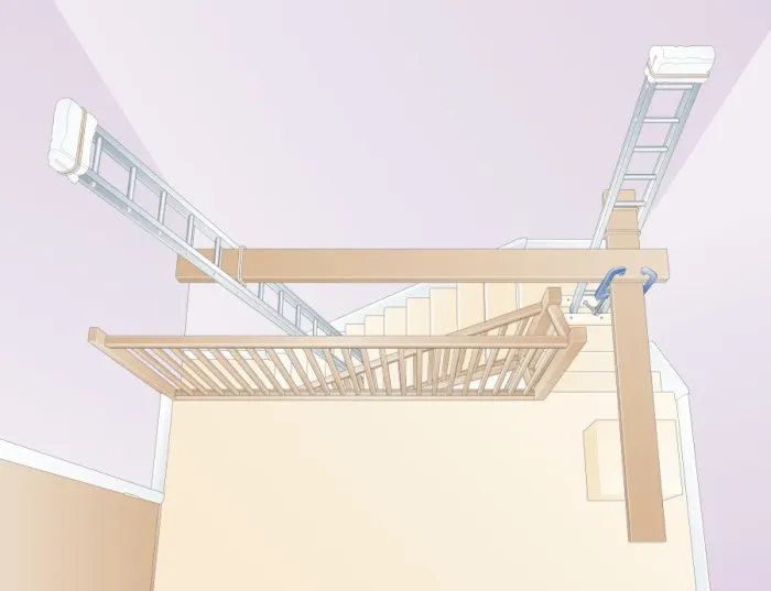 Framed Print : Digital illustration of stairwell platform Framed Print : Digital illustration of stairwell platform