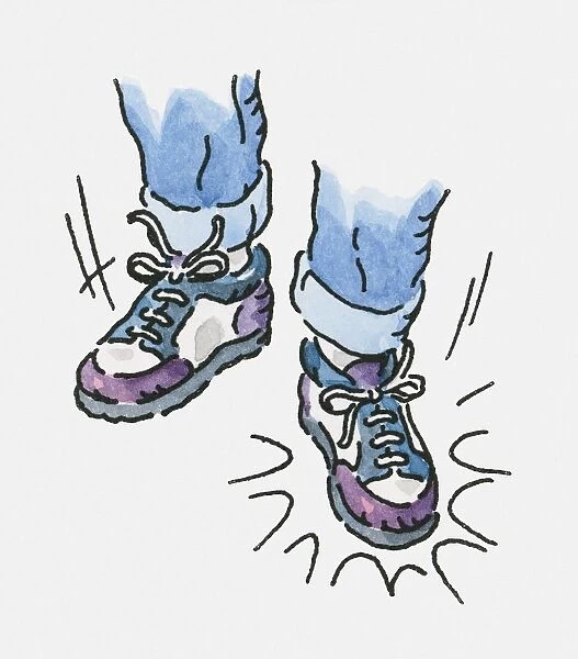 Digital illustration of stamping feet