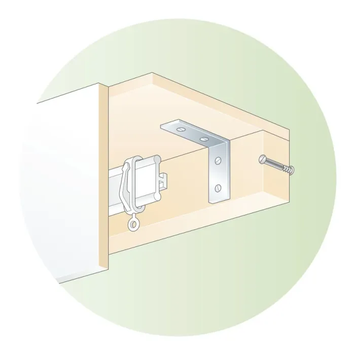 Framed Print : Digital illustration of trace on batten, hook on curtain rail, and pelmet Framed Print : Digital illustration of trace on batten, hook on curtain rail, and pelmet