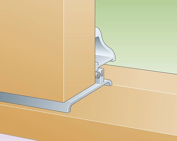 Digital illustration of two-part interlocking draughtproofing seal on door