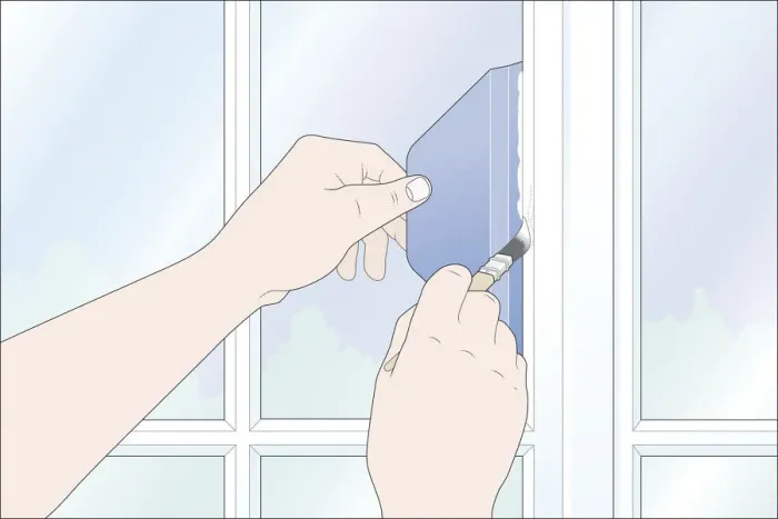 Framed Print : Digital illustration of using plastic paint shield to prevent painting on window Framed Print : Digital illustration of using plastic paint shield to prevent painting on window