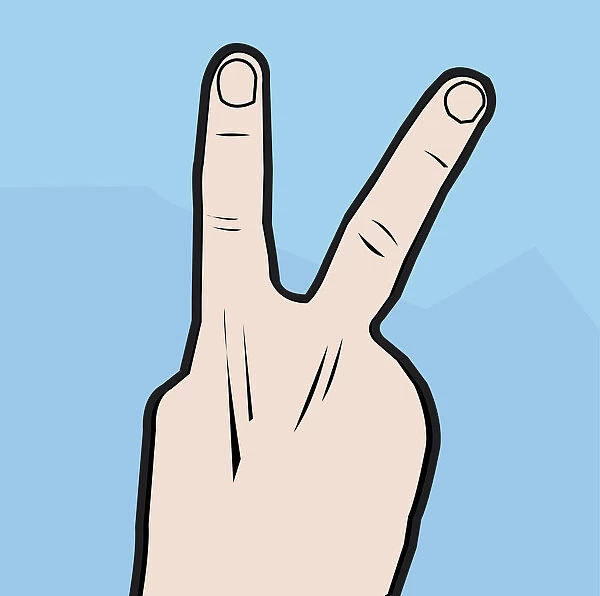 Digital illustration of V sign hand gesture