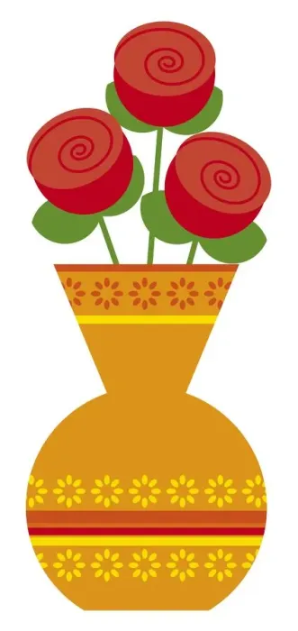 Framed Print : Digital illustration of vase of red roses Framed Print : Digital illustration of vase of red roses