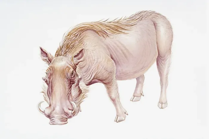 Framed Print : Digital illustration of Warthog (Phacochoerus africanus)