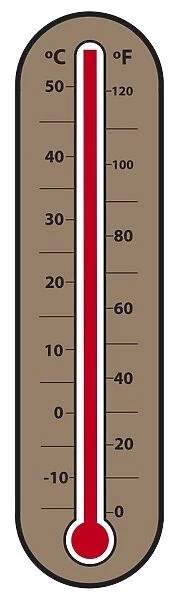 Digital illustration of weather thermometer showing 58 degrees