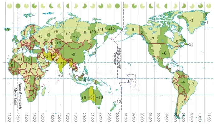 Framed Print : Digital illustration of world map showing time zones Framed Print : Digital illustration of world map showing time zones