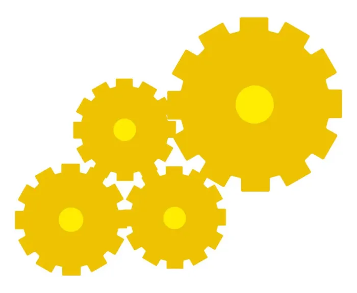 Framed Print : Digital illustration of yellow cogs Framed Print : Digital illustration of yellow cogs