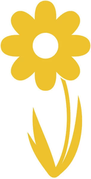 Digital illustration of yellow daisy on white background