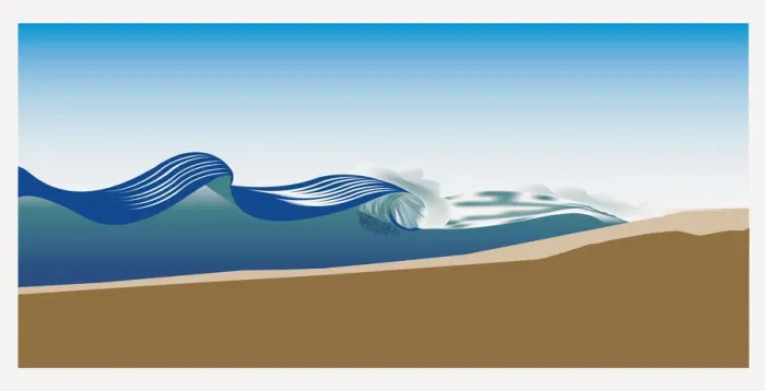 Framed Print : Digitally generated illustration of wave breaking onto sloping ocean floor Framed Print : Digitally generated illustration of wave breaking onto sloping ocean floor