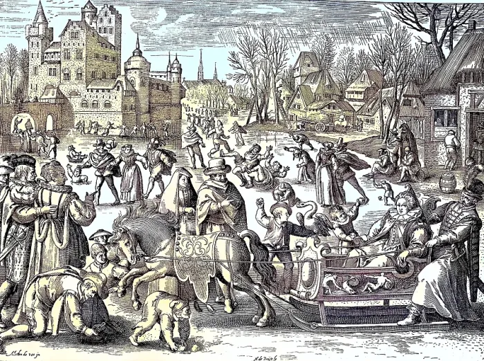 Framed Print : Digitally restored, The pleasures of winter in a city Framed Print : Digitally restored, The pleasures of winter in a city