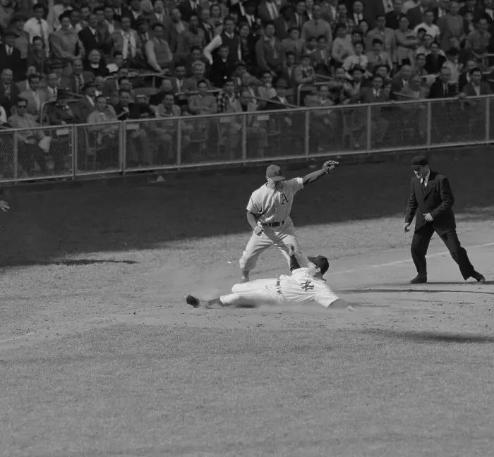 Framed Print : DiMaggio Sliding into Third Framed Print : DiMaggio Sliding into Third