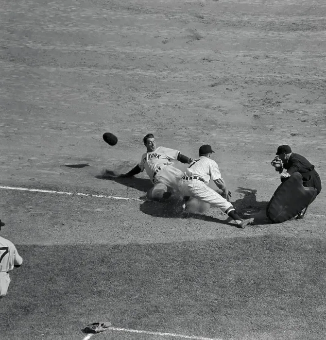 Framed Print : DiMaggio Sliding into Third Framed Print : DiMaggio Sliding into Third