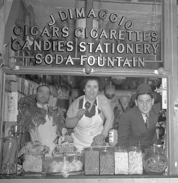 Framed Print : DiMaggio Store Owners in Front of Store Window Framed Print : DiMaggio Store Owners in Front of Store Window