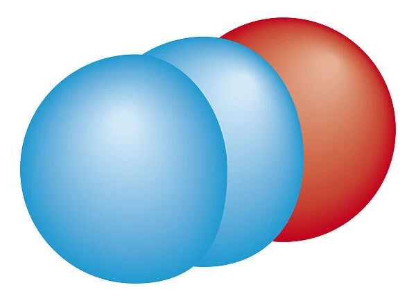 Three dimensional digital illustration of molecular structure of Nitrous Oxide