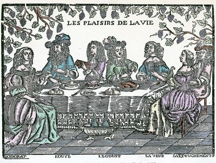 Framed Print : Diners At Table Show Pleasures: Illus Framed Print : Diners At Table Show Pleasures: Illus