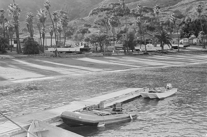 Framed Print : Dinghy Tied to Pier at Isthmus Cove Framed Print : Dinghy Tied to Pier at Isthmus Cove