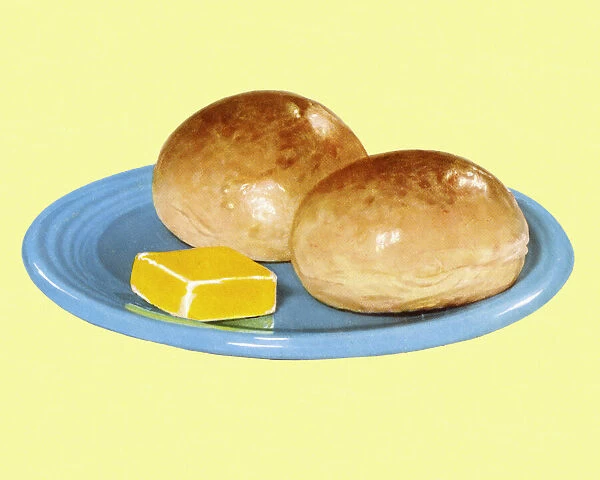 Two Dinner Rolls and Butter