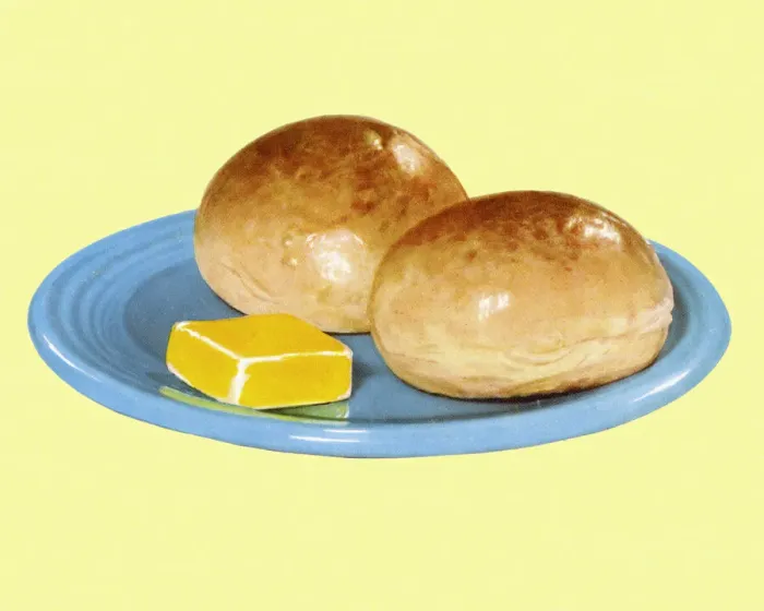 Framed Print : Two Dinner Rolls and Butter Framed Print : Two Dinner Rolls and Butter