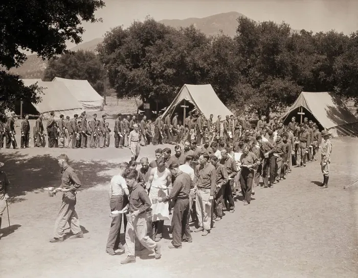 Framed Print : Dinner Time at Reforestation Work Camp Framed Print : Dinner Time at Reforestation Work Camp