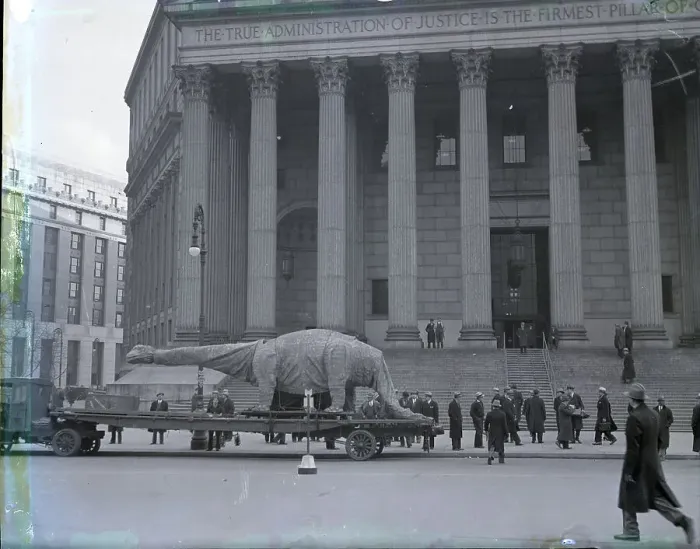 Framed Print : Dinosaur Model Seen Outside Of Court Framed Print : Dinosaur Model Seen Outside Of Court