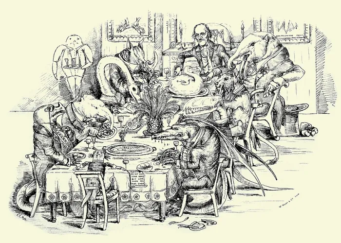 Framed Print : Dinosaurs Dining on a Dodo Framed Print : Dinosaurs Dining on a Dodo