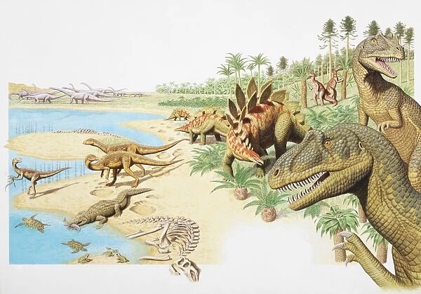 Dinosaurs in natural habitat