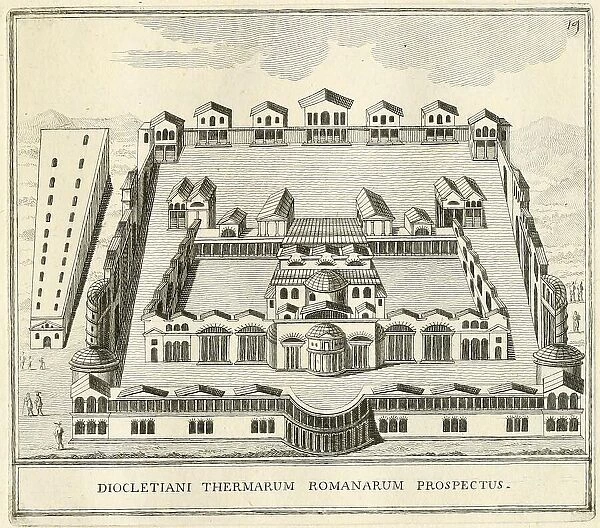 The Diocletian's Therme, made from what remains of it, historical Rome, Italy, digital reproduction of an original 17th-century artwork, original date unknown