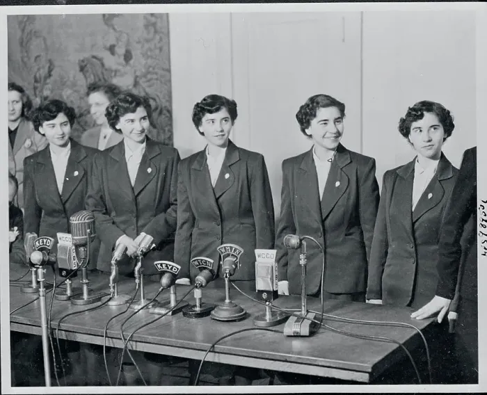 Framed Print : Dionne Quintuplets Attending Press Conference Framed Print : Dionne Quintuplets Attending Press Conference