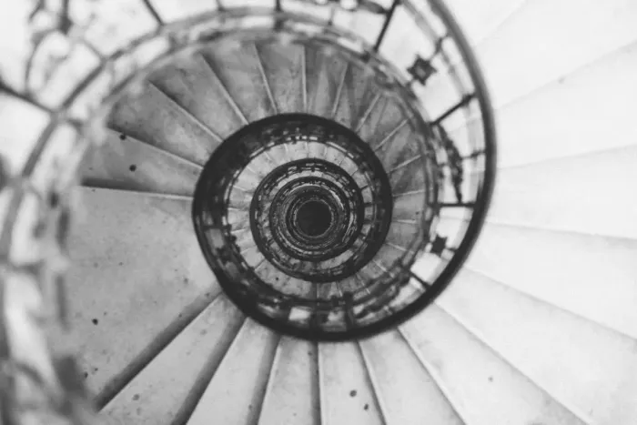 Framed Print : Directly above shot of spiral staircase in St. Stephens Basilica