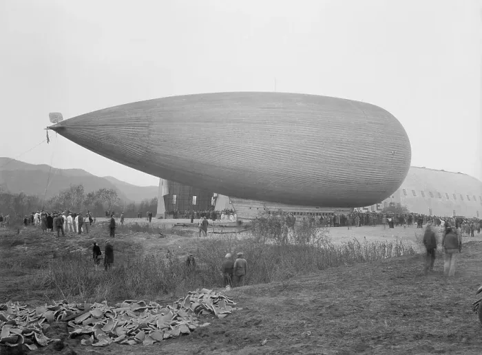 Framed Print : Dirigible. (Original Caption). Dirigible City of Glendale Emerges Framed Print : Dirigible. (Original Caption). Dirigible City of Glendale Emerges