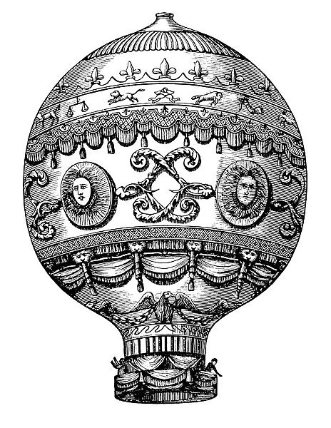 Dirigible airship, Montgolfier`s Flying Balloon