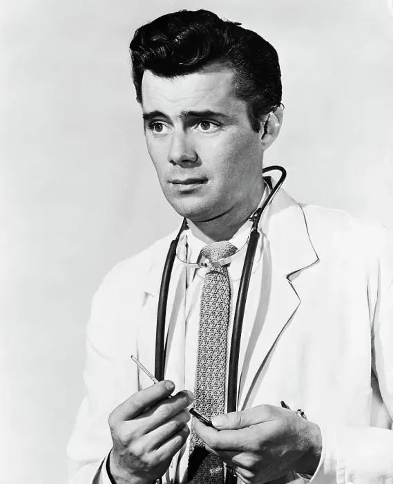 Framed Print : Dirk Bogard in Doctor Costume Framed Print : Dirk Bogard in Doctor Costume
