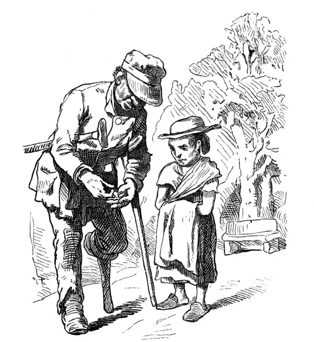 Framed Print : Disabled and blind person talks to a child Framed Print : Disabled and blind person talks to a child