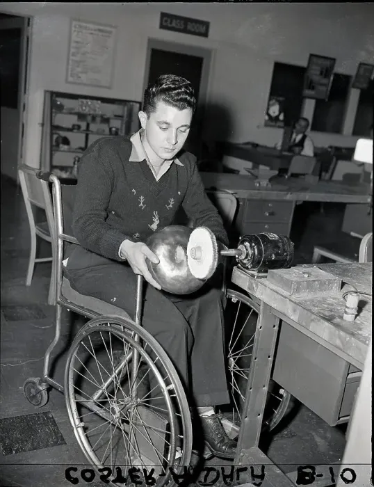Framed Print : Disabled Veteran Working In Shop Framed Print : Disabled Veteran Working In Shop