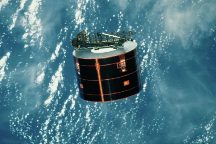 Framed Print : Discovery Satellite in Orbit