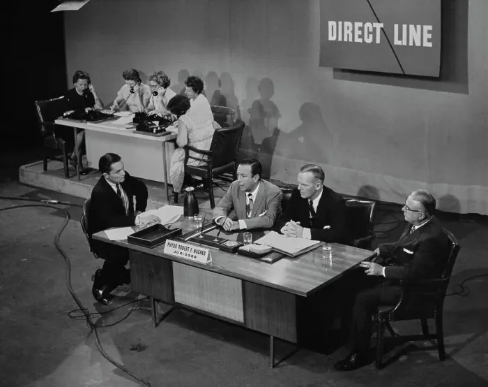 Framed Print : Discussing Youth Crime On TV, 1959 Framed Print : Discussing Youth Crime On TV, 1959