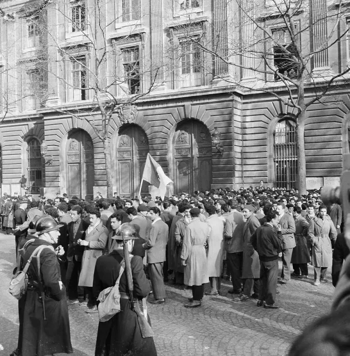 Framed Print : Disgruntled Algerians Marching in Street