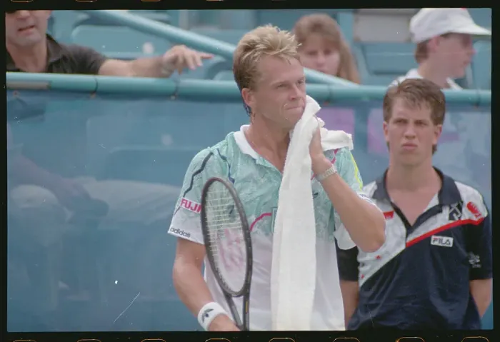 Framed Print : Disgruntled Tennis Player Stefan Edberg After Losing Match Framed Print : Disgruntled Tennis Player Stefan Edberg After Losing Match