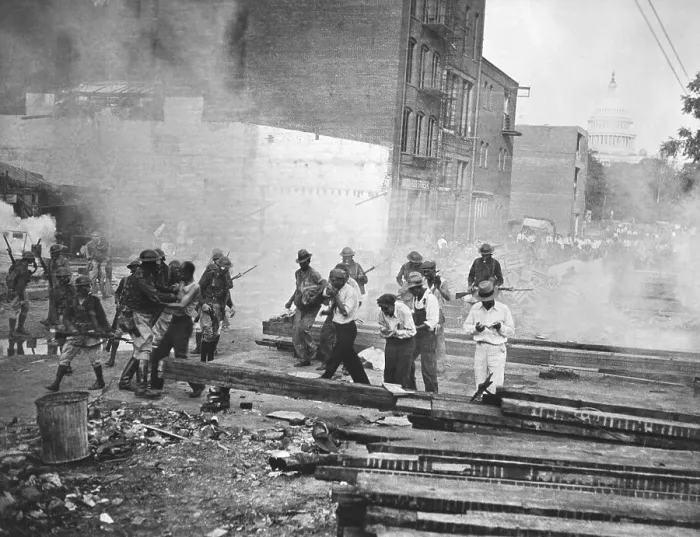 Framed Print : Dispersal Of Veterans With Tear Gas Framed Print : Dispersal Of Veterans With Tear Gas