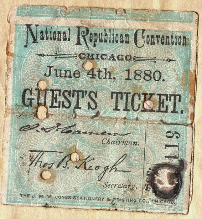 Framed Print : Display of the 1880 National Republican Convention Ticket Framed Print : Display of the 1880 National Republican Convention Ticket